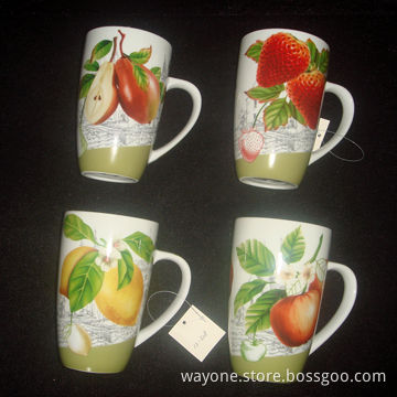 450mL Mug, Made of Porcelain, Suitable for Drinking Beer, Bullet Shape, Hand-painted Floral Design